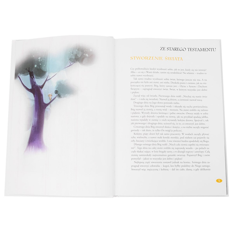 Biblia dla dzieci na Chrzest i Komunię z motywem desek wewnątrz