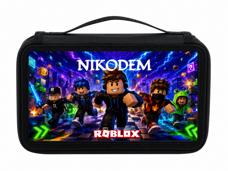 Personalizowany piórnik czterokomorowy z imieniem – piórnik dla fana Roblox