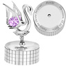 Chrzest: Posrebrzana pozytywka Łabędź Austrian Crystal z grawerem