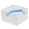 Pudełko na biżuterię białe 11x11x8.5 niebieska tasiemka